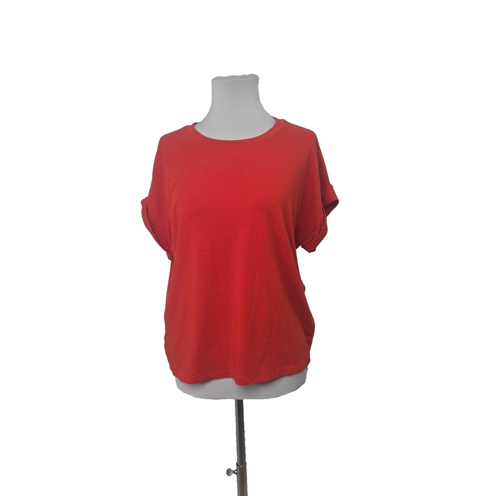 Banana Republic Women's Small Orange Jersey Crew Neck Short Sleeve Pop Over Top